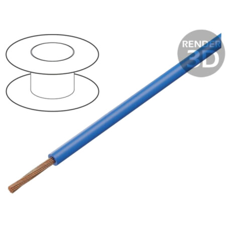 Cablu; FLY; 1x0,75mm2; litat; Cu; PVC; albastru; 60V; 2,2÷2,5mm