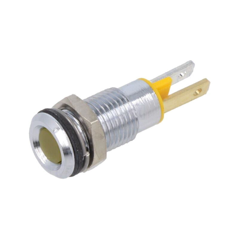 Lampă de control: LED; plată; galbenă; 2,1VDC; Ø8mm; metal Lampă de control: LED; plată; galbenă; 2,1VDC; Ø8mm; metal