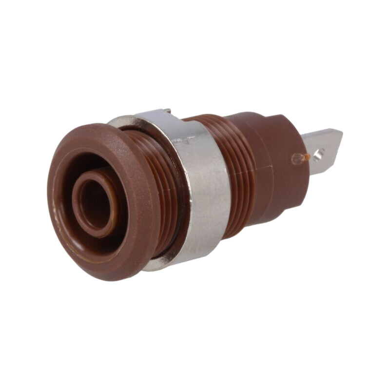 Conector: banană 4mm; soclu; 24A; 1kV; Orif: Ø12,2mm; maro; nichelat