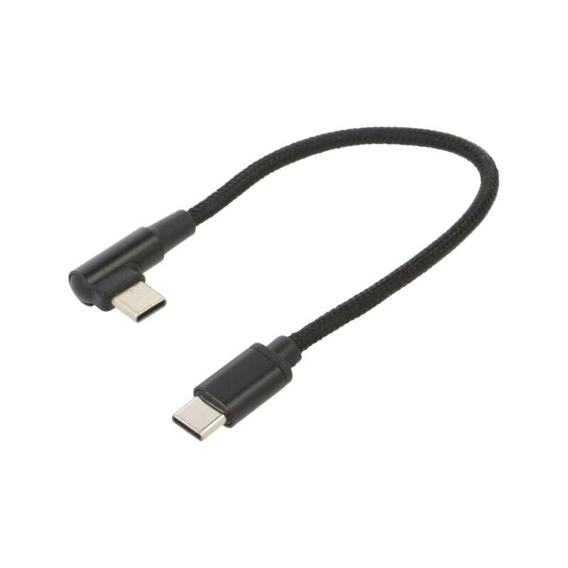 Cablu; USB 2.0; USB C mufă,USB C mufă în unghi; 0,2m; negru