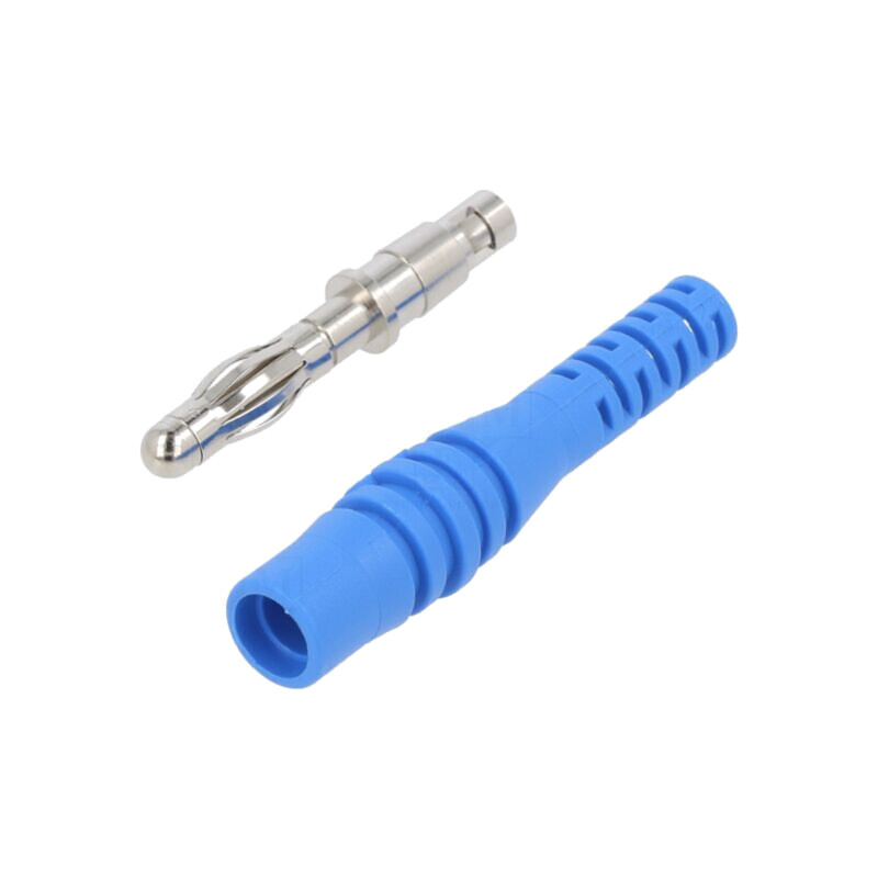 Conector: banană 4mm; mufă; 32A; 30VAC; 60VDC; albastră; neizolat