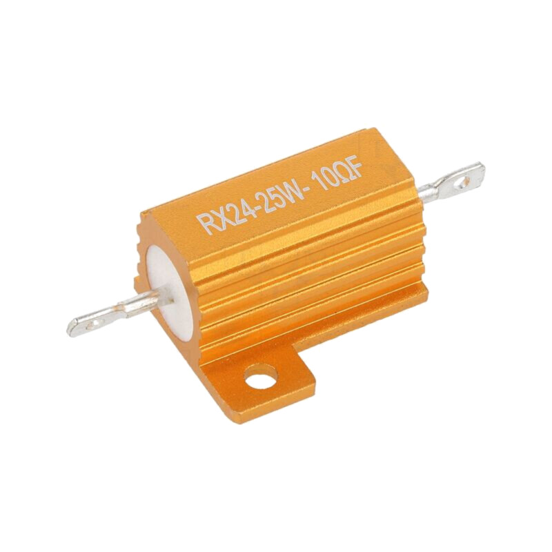 Rezistor: bobinat; cu radiator; 10Ω; 25W; ±1%; 50ppm/°C; pt.lipit