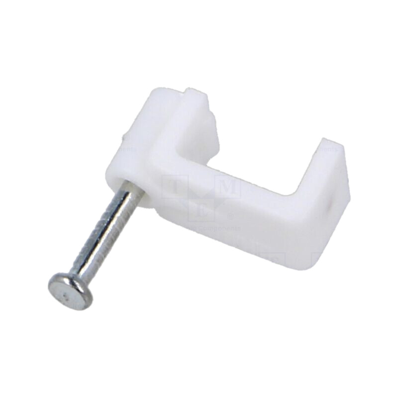 Element de susţinere; natural; pentru cablu plat; 100buc; cu cui Element de susţinere; natural; pentru cablu plat; 100buc; cu cui