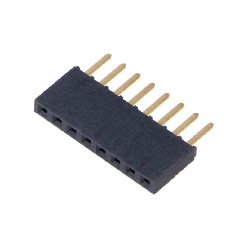 Conector: şiruri pini; mamă; PIN: 8; 2,54mm; aurit; THT; soclu; drept