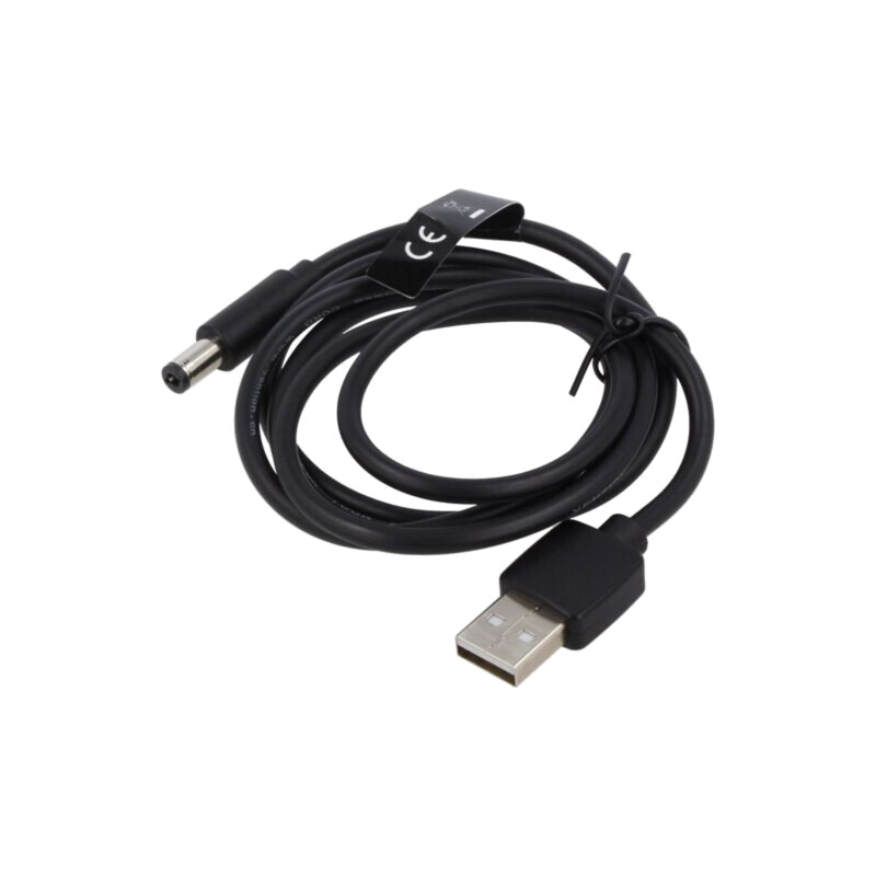 Cablu; USB A mufă,DC 5,5/2,5 mufă; negru; 1,5m; Izolaţie: PVC
