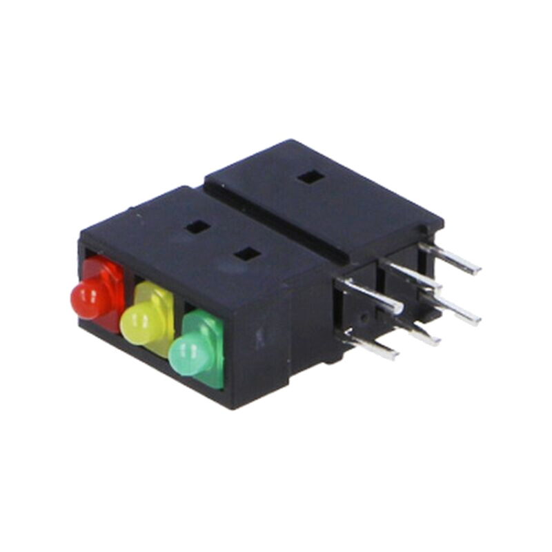LED; în carcasă; 1,8mm; Nr.diode: 3; roşu/verde/galben; 20mA; 70°