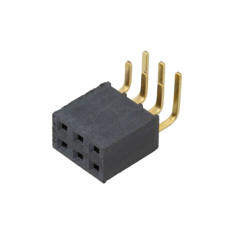 Conector: şiruri pini; mamă; PIN: 6; 2,54mm; aurit; THT; soclu