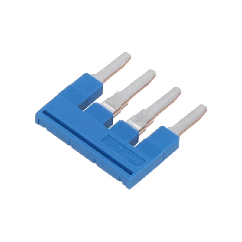 Punte de conectare; piste: 4; albastră; Lăţ: 6mm; UL94V-0 Punte de conectare; piste: 4; albastră; Lăţ: 6mm; UL94V-0