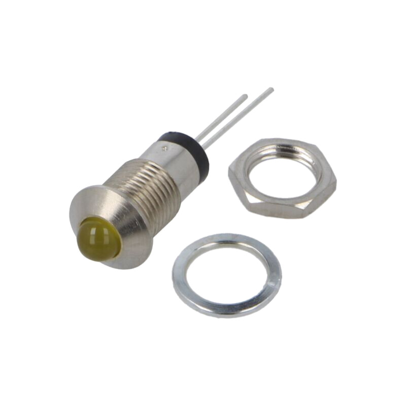 Lampă de control: LED; convex; galbenă; 2VDC; Ø8mm; MPC; metal