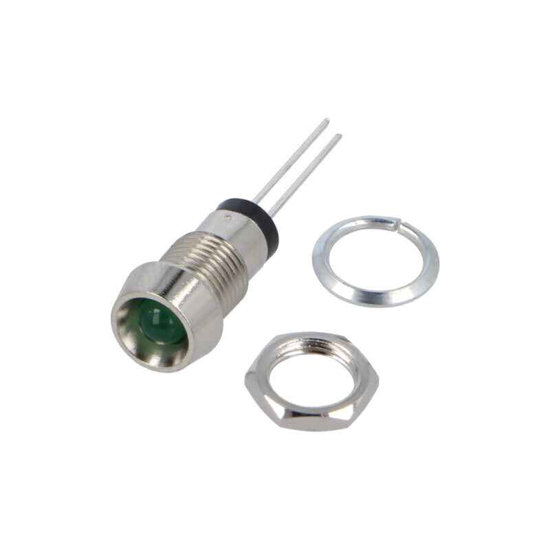 Lampă de control: LED; concav; verde; 2,1VDC; Ø8mm; metal; ØLED: 5mm