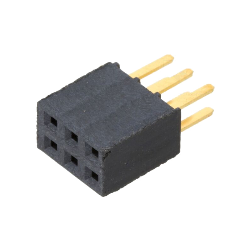 Conector: şiruri pini; mamă; PIN: 6; 2,54mm; aurit; THT; soclu; drept