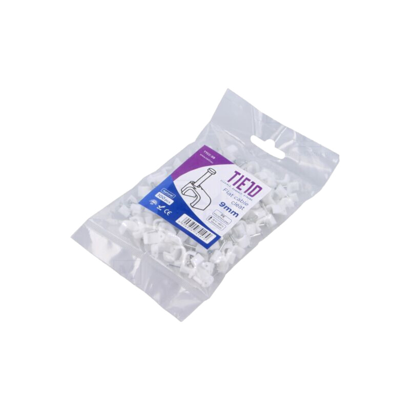 Element de susţinere; natural; pentru cablu plat; 100buc; cu cui