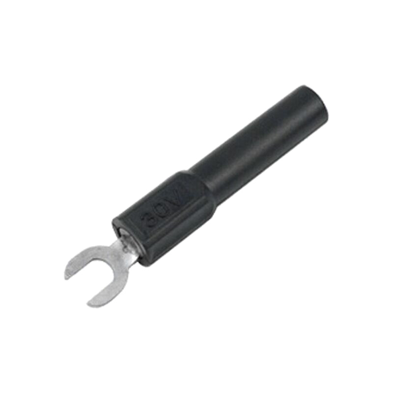 Adaptor; banană 4mm priză,mufă tip furcă; 60VDC; 36A; neagră Adaptor; banană 4mm priză,mufă tip furcă; 60VDC; 36A; neagră