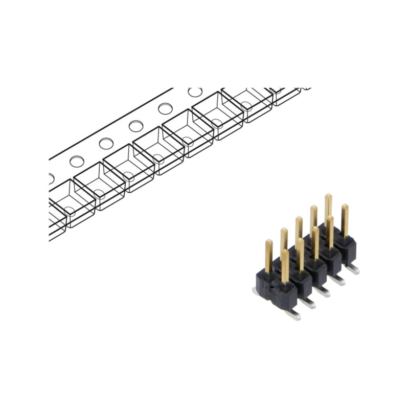 Conector: şiruri pini; tată; PIN: 10; 2,54mm; aurit; SMT; şir pini