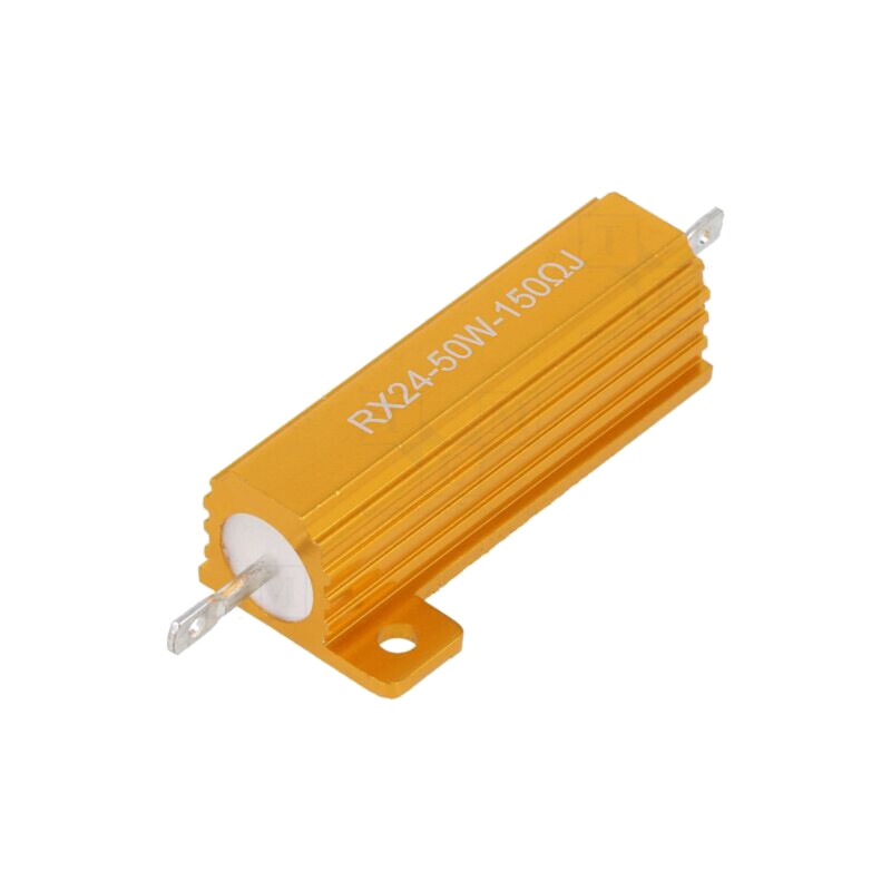 Rezistor: bobinat; cu radiator; 150Ω; 50W; ±5%; 50ppm/°C; pt.lipit Rezistor: bobinat; cu radiator; 150Ω; 50W; ±5%; 50ppm/°C; pt.lipit