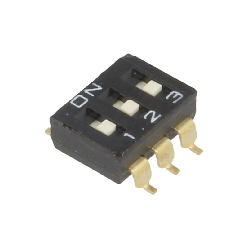 Comutator: DIP-SWITCH; Număr secţiuni: 3; ON-OFF; 0,025A/24VDC