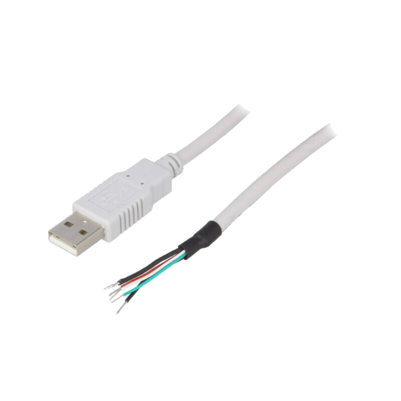 Cablu; USB 2.0; cabluri,USB A mufă; 1m; gri; Fire: Cu; 24AWG,28AWG