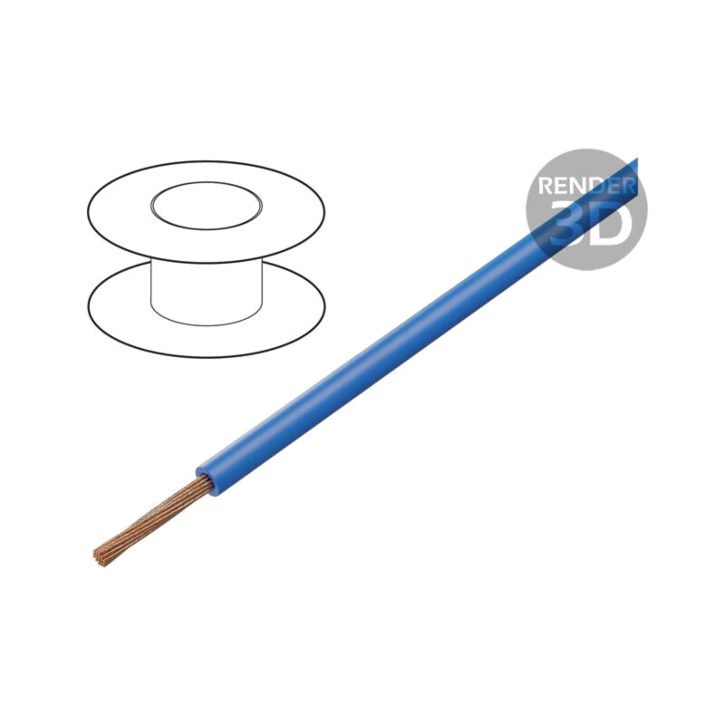 Cablu; FLYW; 1x0,5mm2; litat; Cu; PVC; albastru; 60V; 2÷2,3mm Cablu; FLYW; 1x0,5mm2; litat; Cu; PVC; albastru; 60V; 2÷2,3mm