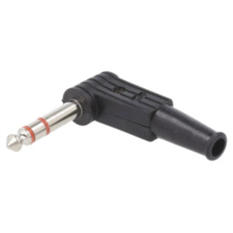 Conector: Jack 6,3mm; mufă; tată; stereo; piste: 3; în unghi 90°