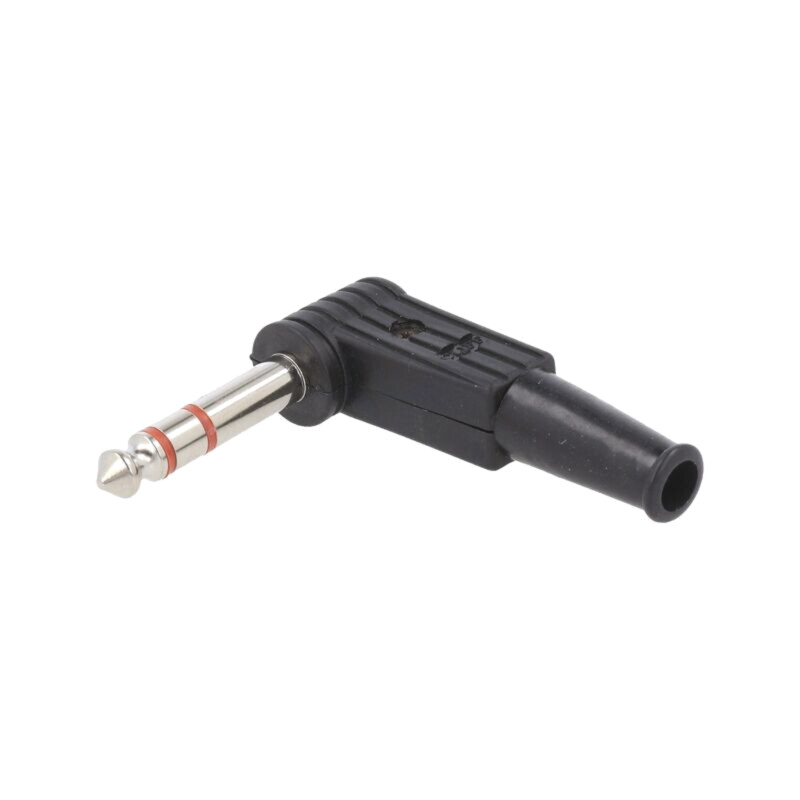 Conector: Jack 6,3mm; mufă; tată; stereo; piste: 3; în unghi 90°