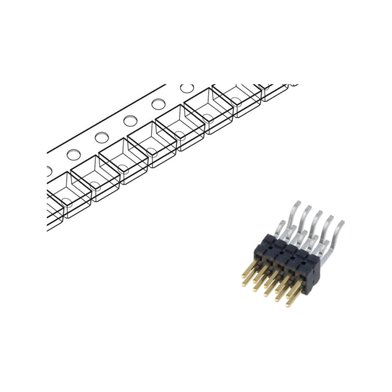 Conector: şiruri pini; tată; PIN: 10; 1,27mm; aurit; SMT; soclu; rolă Conector: şiruri pini; tată; PIN: 10; 1,27mm; aurit; SMT; soclu; rolă