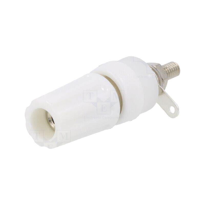 Conector: banană 4mm; soclu; 15A; 250VDC; L: 45mm; albă; nichelat