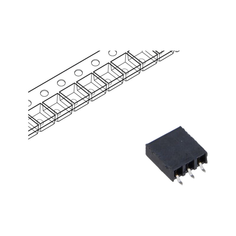 Conector: şiruri pini; mamă; PIN: 3; 2,54mm; aurit; SMT; soclu; rolă