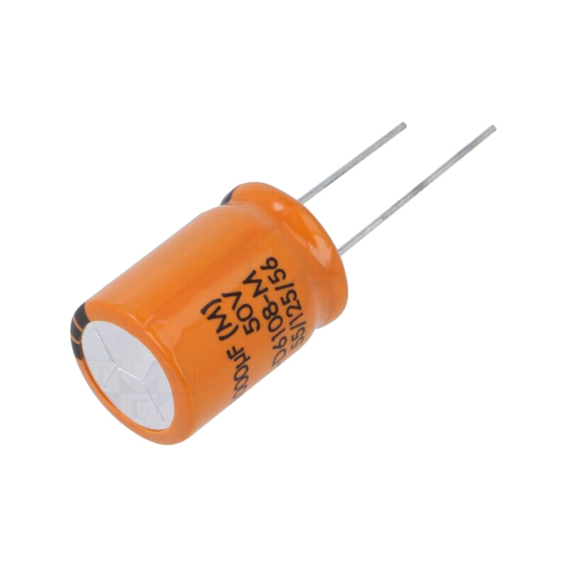 Condensator: electrolitic; THT; 1mF; 50VDC; Ø18x25mm; Raster: 7,5mm