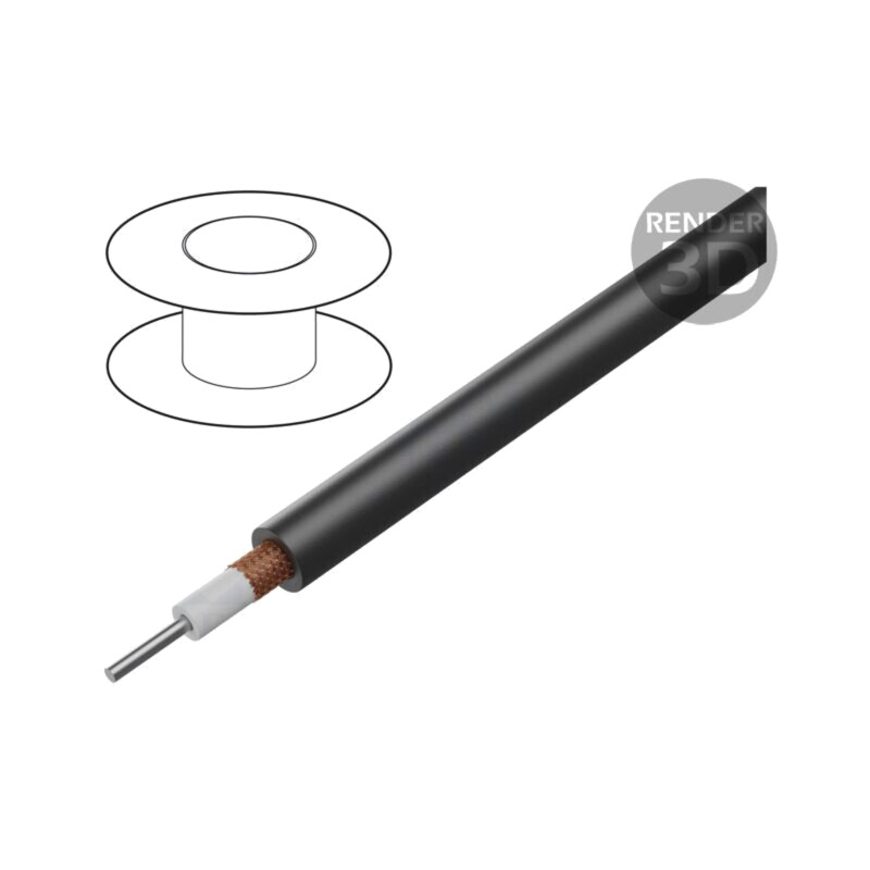 Cablu: coaxial; RG59B/U; sârmă; CCS; PVC; negru; 6,15mm