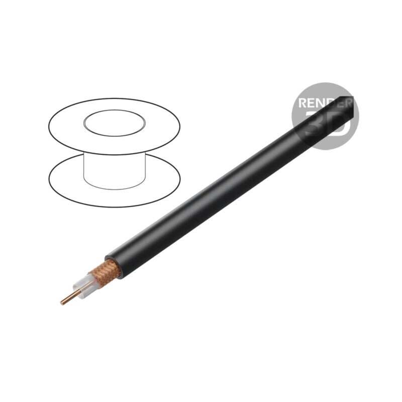 Cablu: coaxial; RG59; sârmă; Cu; 0,26mm2; PVC; negru; 2kVAC; 100m