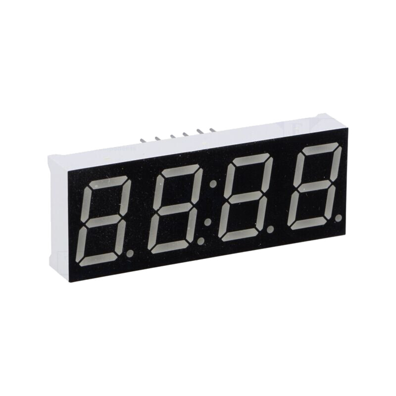 Afişaj: LED; cu 7 segmente; 14,2mm; 0,56"; Nr.car: 4; ambră; 60mcd Afişaj: LED; cu 7 segmente; 14,2mm; 0,56"; Nr.car: 4; ambră; 60mcd