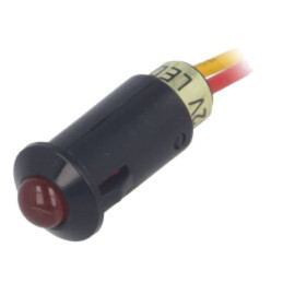 Lampă de control: LED; convex; roşie; 12VDC; Ø8,2mm; IP40; ØLED: 5mm