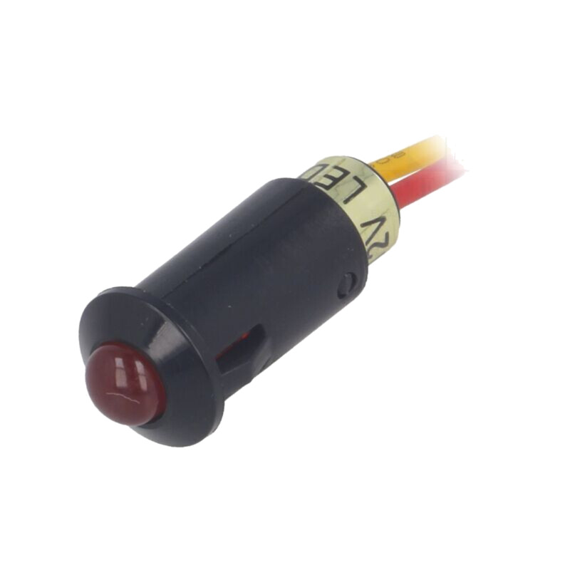 Lampă de control: LED; convex; roşie; 12VDC; Ø8,2mm; IP40; ØLED: 5mm