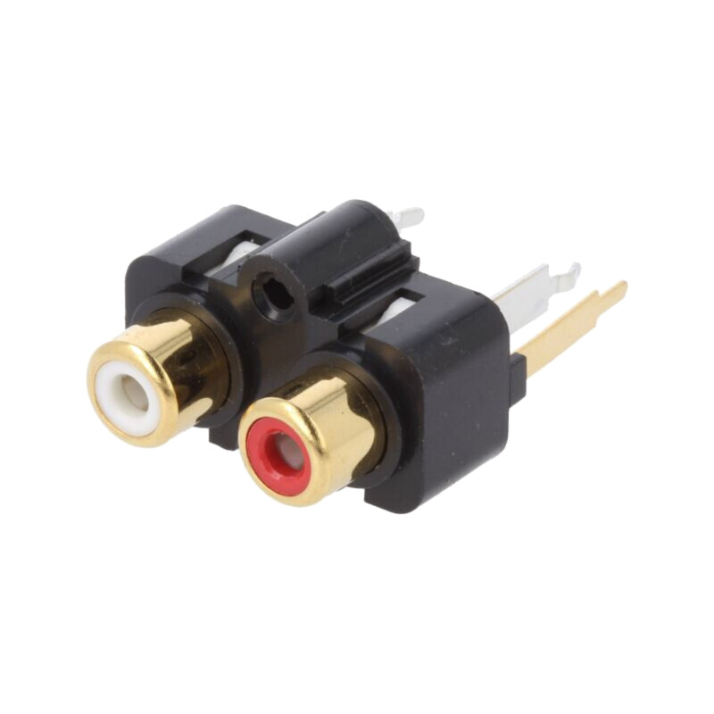 Conector: RCA; soclu; mamă; duble; drept; THT; aurit