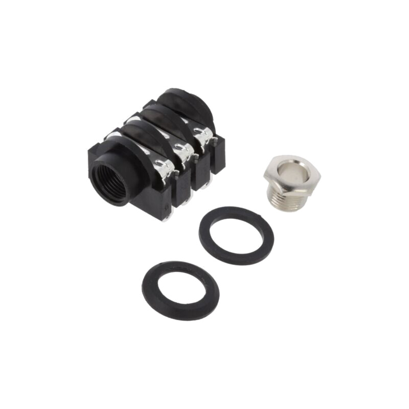 Conector: Jack 6,3mm; soclu; mamă; stereo,cu întrerupător triplu