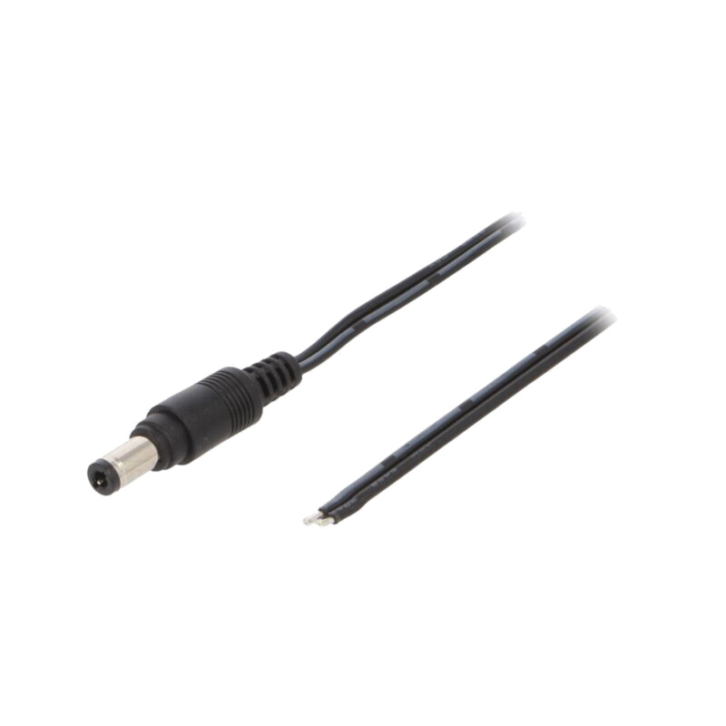 Cablu; 2x0,5mm2; cabluri,DC 5,5/2,5 mufă; drept; negru; 1,5m