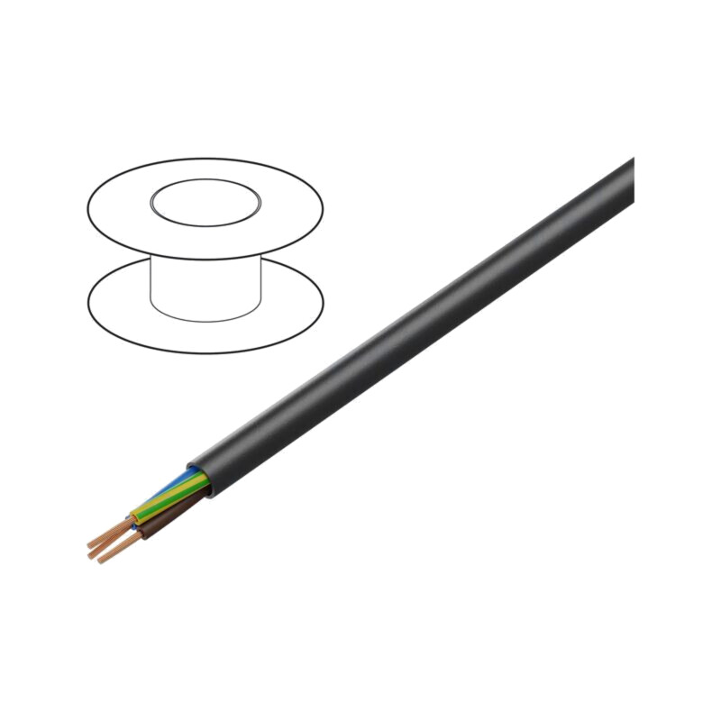 Cablu; H05VV-F; 3G1mm2; litat; Cu; PVC; negru; 300V,500V