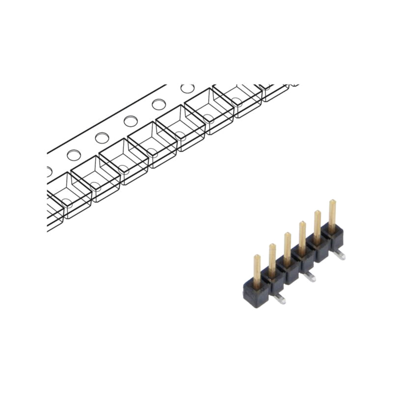 Conector: şiruri pini; tată; PIN: 6; 2,54mm; aurit; SMT; şir pini