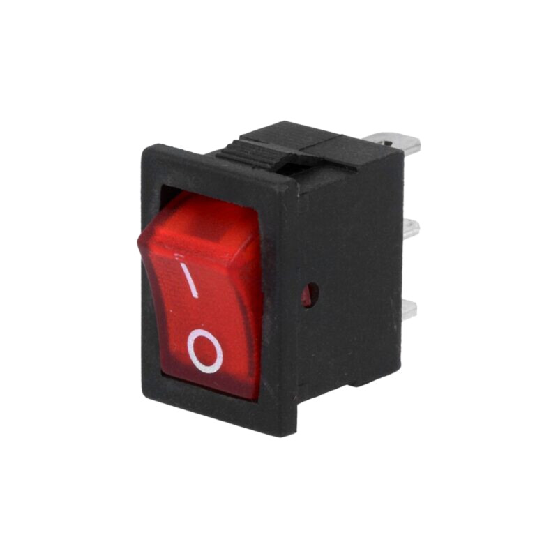 ROCKER; SPST; Poz: 2; ON-OFF; 3A/250VAC; roşie; lampă cu neon; 35mΩ