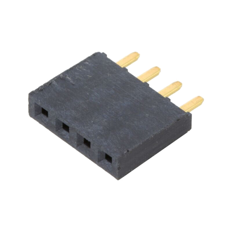 Conector: şiruri pini; mamă; PIN: 4; 2,54mm; aurit; THT; soclu; drept