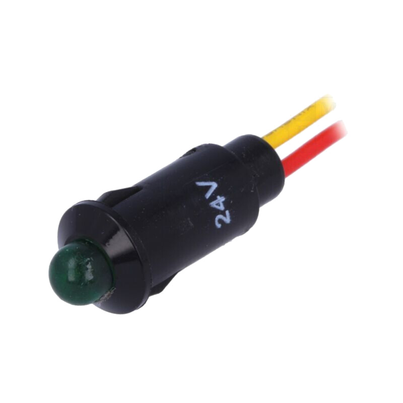 Lampă de control: LED; convex; verde; 24VDC; Ø8,2mm; IP40; ØLED: 5mm Lampă de control: LED; convex; verde; 24VDC; Ø8,2mm; IP40; ØLED: 5mm
