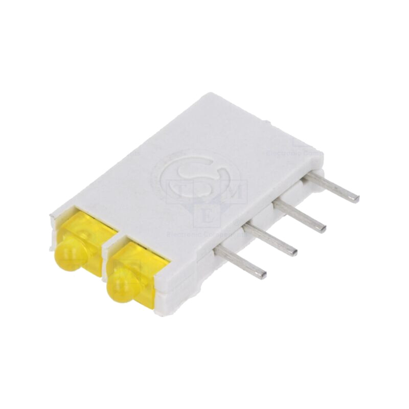 LED; în carcasă; 1,8mm; Nr.diode: 2; galbenă; 10mA; 38°; 13mcd LED; în carcasă; 1,8mm; Nr.diode: 2; galbenă; 10mA; 38°; 13mcd