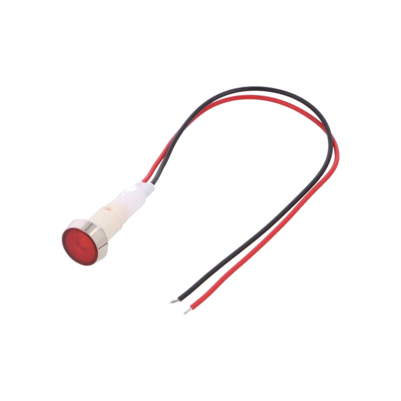 Lampă de control: LED; plată; roşie; 12VDC; 12VAC; Ø10mm; plastic