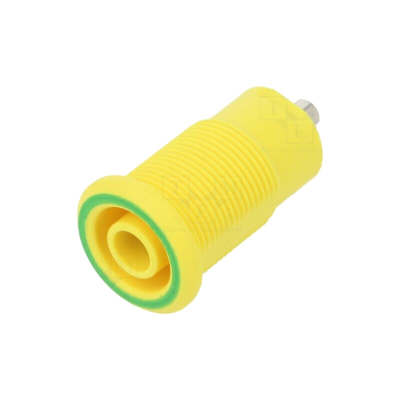 Conector: banană 4mm; soclu; 24A; 1kV; galben-verde; nichelat