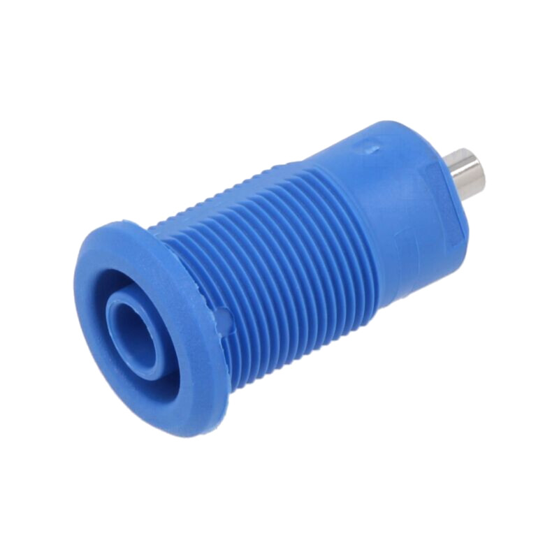 Conector: banană 4mm; soclu; 24A; 1kV; albastră; nichelat; pe panou