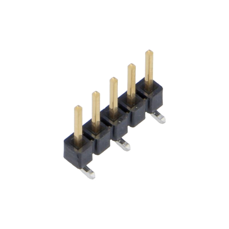 Conector: şiruri pini; tată; PIN: 5; 2,54mm; aurit; SMT; şir pini Conector: şiruri pini; tată; PIN: 5; 2,54mm; aurit; SMT; şir pini