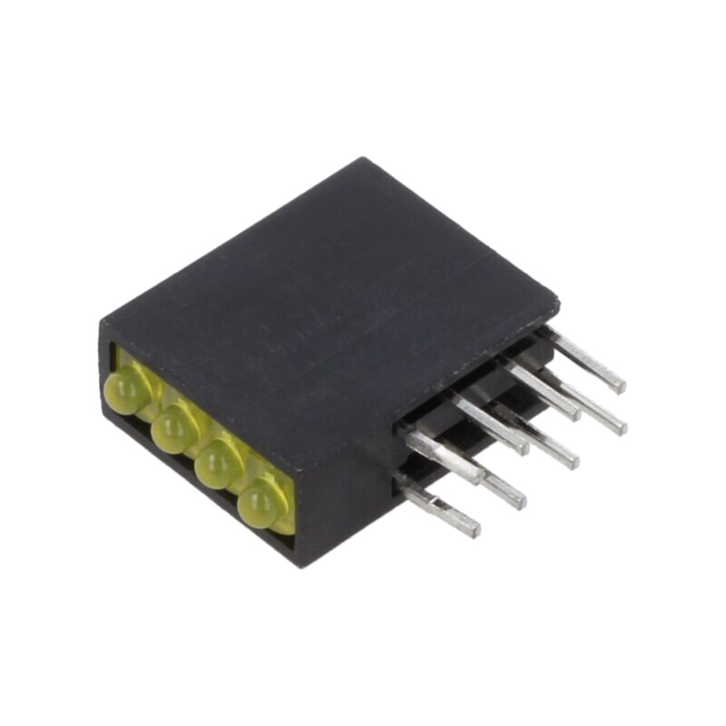 LED; în carcasă; 1,8mm; Nr.diode: 4; galbenă; 2mA; Lentilă: difuză