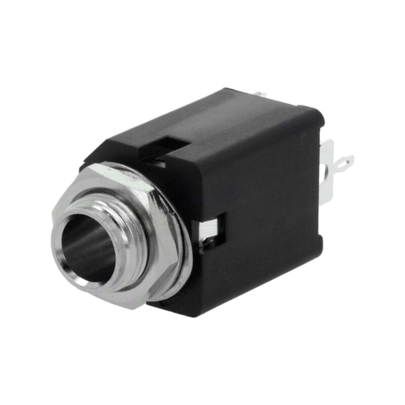 Conector: Jack 6,3mm; soclu; mamă; mono; piste: 2; drept; THT Conector: Jack 6,3mm; soclu; mamă; mono; piste: 2; drept; THT