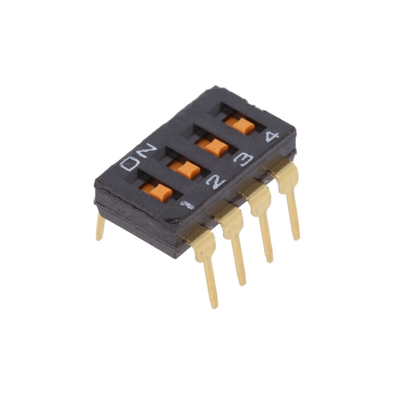 Comutator: DIP-SWITCH; Număr secţiuni: 4; ON-OFF; 0,025A/24VDC