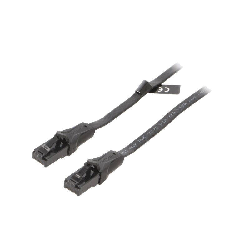 Patch cord; U/UTP; 6; Cu; PVC; negru; 0,75m; 32AWG; Fire: 8